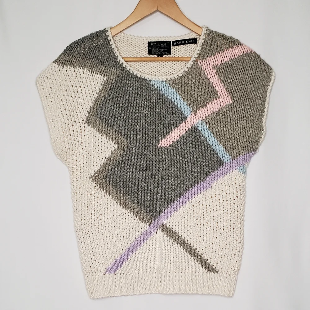 Vintage 1980's Abstract Silk Sweater Vest